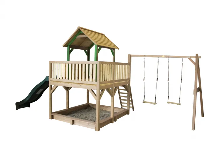 Kinder-Spielturm hoch & offen Stelzen-Spielhaus Rutsche groe Terrasse Sandkiste